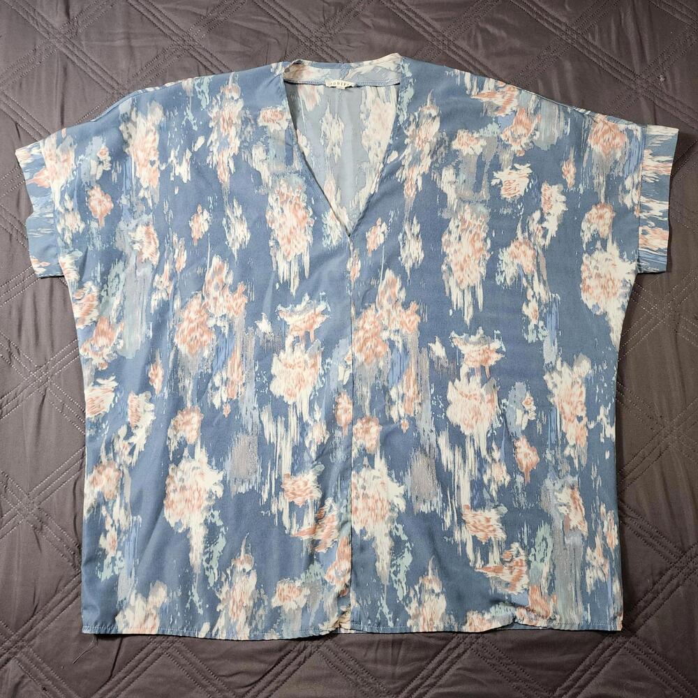 Jodifl Blue Floral Blouse Size Medium Oversized Lightweight Boxy Boho